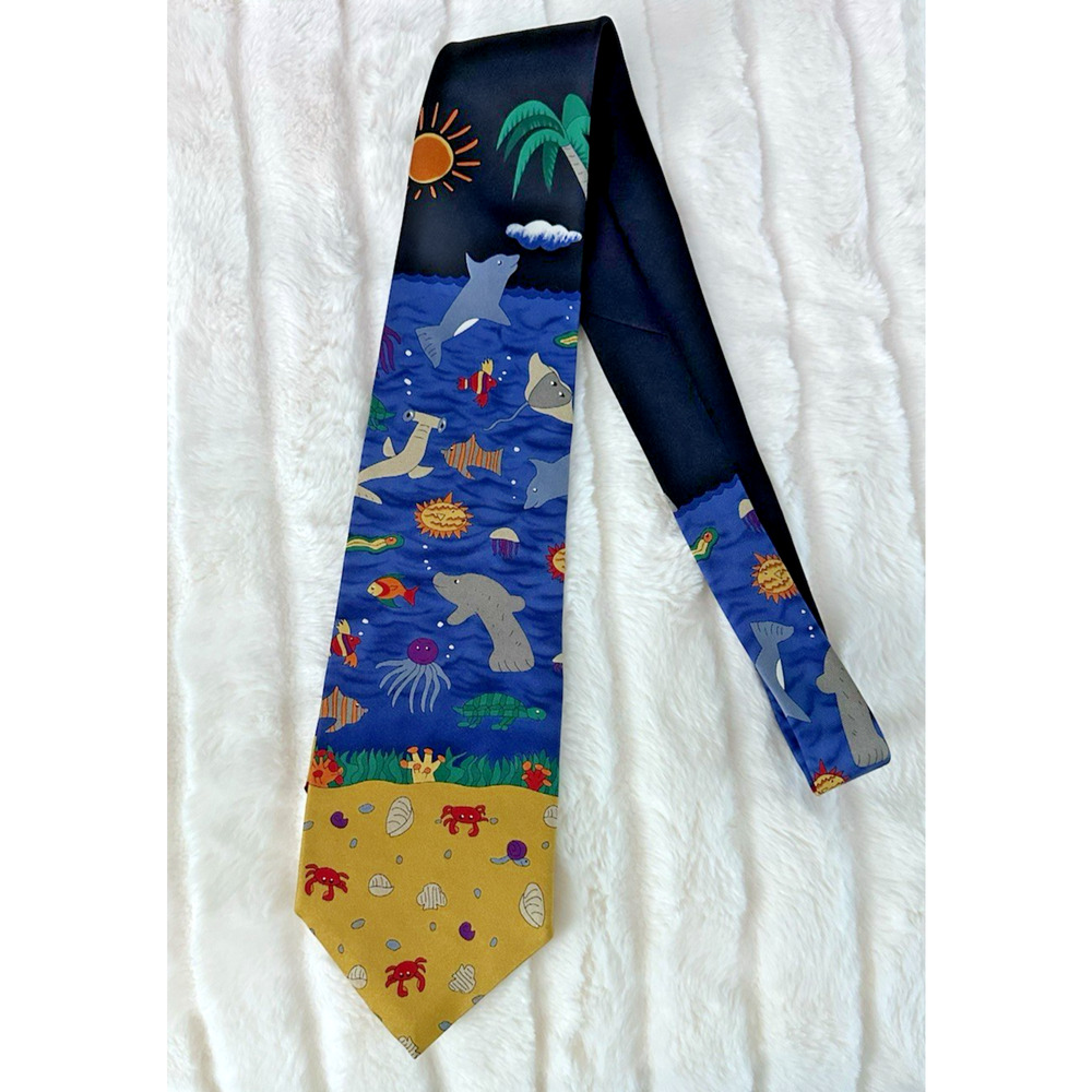 Save The Children Tie Ocean Animals Sea Creatures Beach Pattern